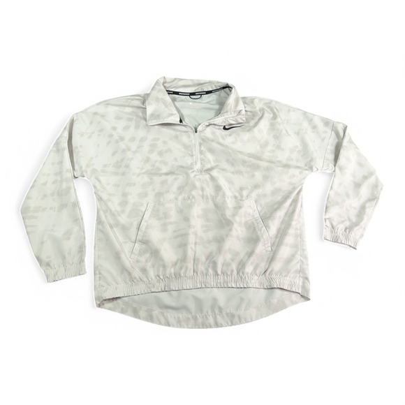 Nike Running Pullover Womens LARGE White Pullover Quarter Zip Brush Texture - Picture 1 of 10